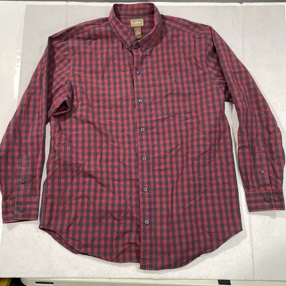 CE Schmidt Shirt Men XLT Red Plaid Button Down Relaxed Work Casual Western Farm - Picture 2 of 4